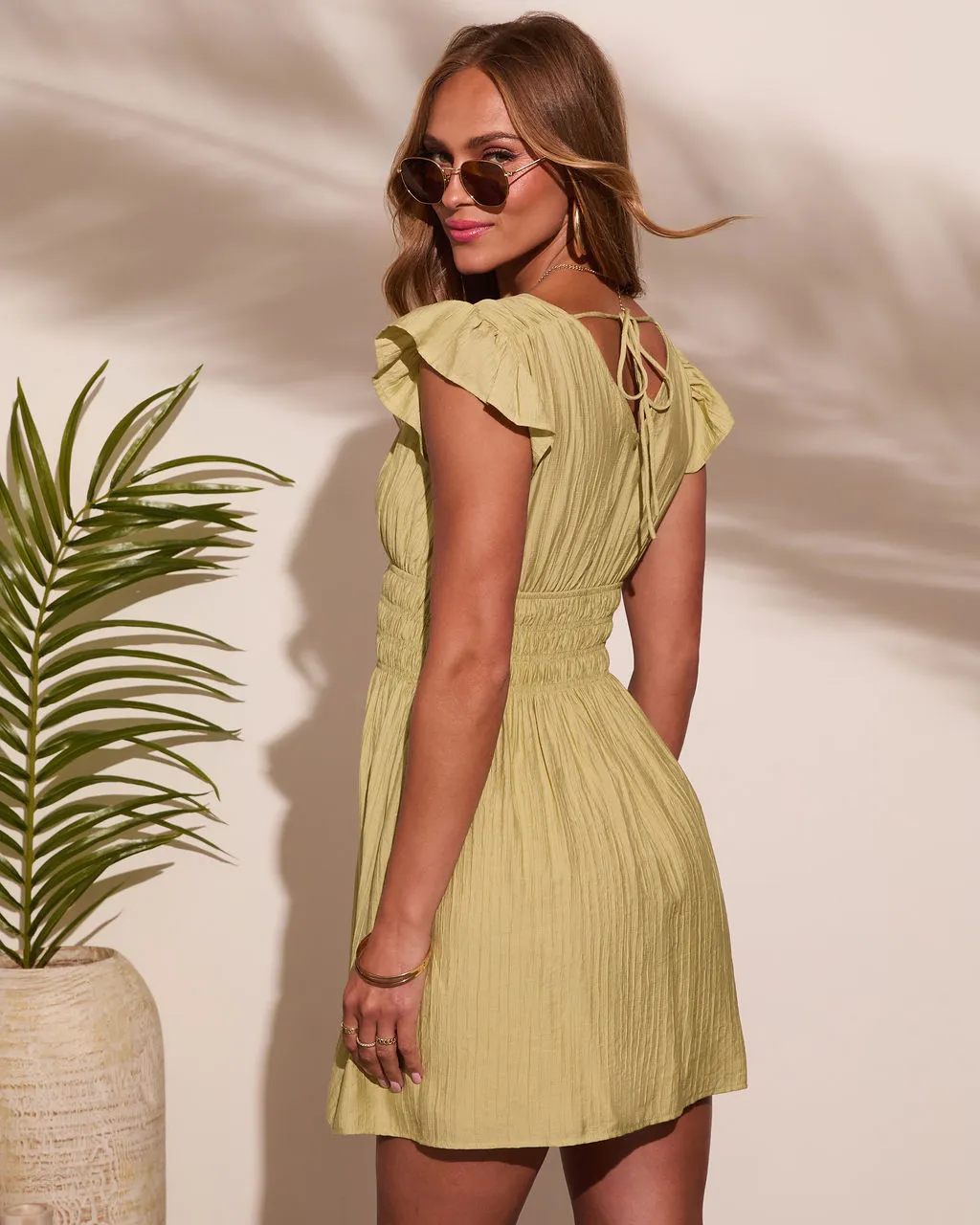 Whispers of Summer Flutter Sleeve Mini Dress sold by Vici product image thumbnail 4