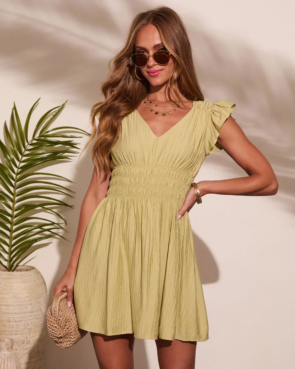 Whispers of Summer Flutter Sleeve Mini Dress sold by Vici product image thumbnail 2
