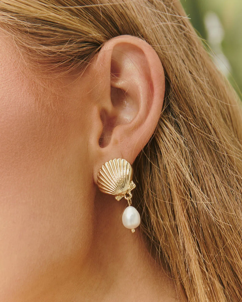 Honeylight Shell And Pearl Drop Earrings sold by Vici product image thumbnail 4