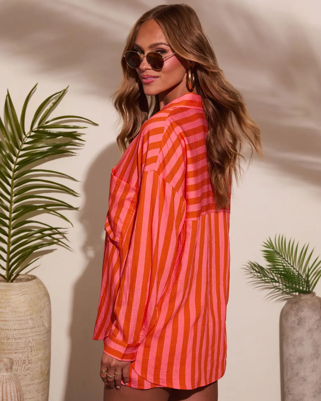 Sun Drunk Contrast Striped Button Down Top sold by Vici product image thumbnail 4