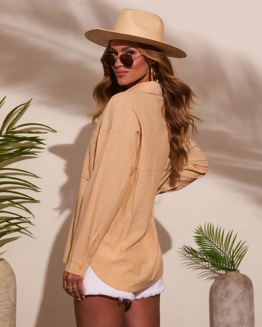 Marygold Pinstripe Button Down Top sold by Vici product image thumbnail 4