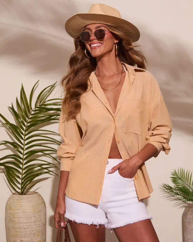 Marygold Pinstripe Button Down Top sold by Vici
