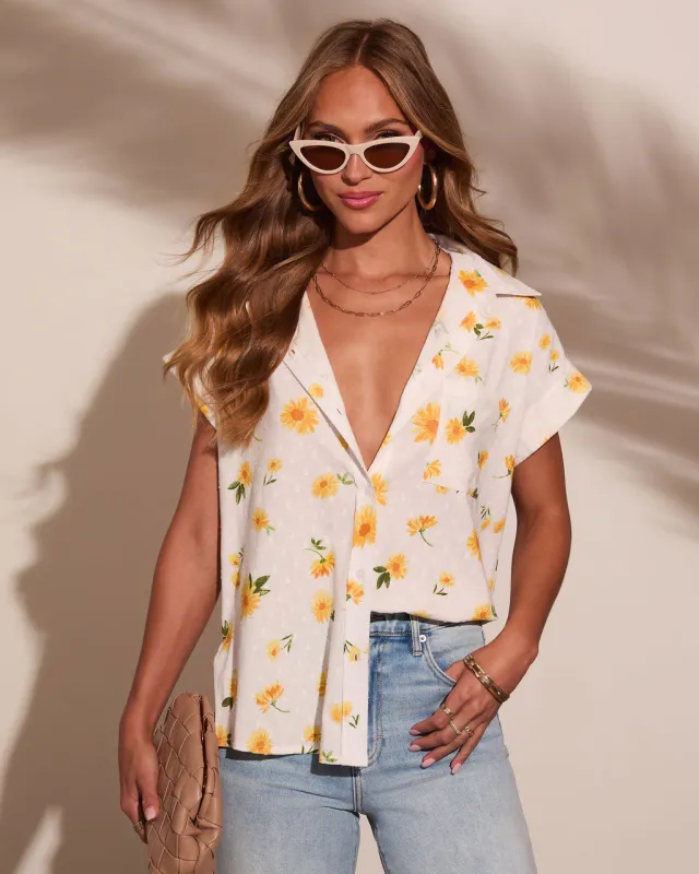 Noema Floral Button Down Top sold by Vici