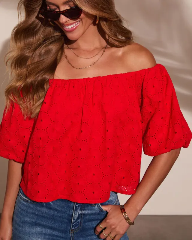 Slow Stroll Off The Shoulder Top sold by Vici