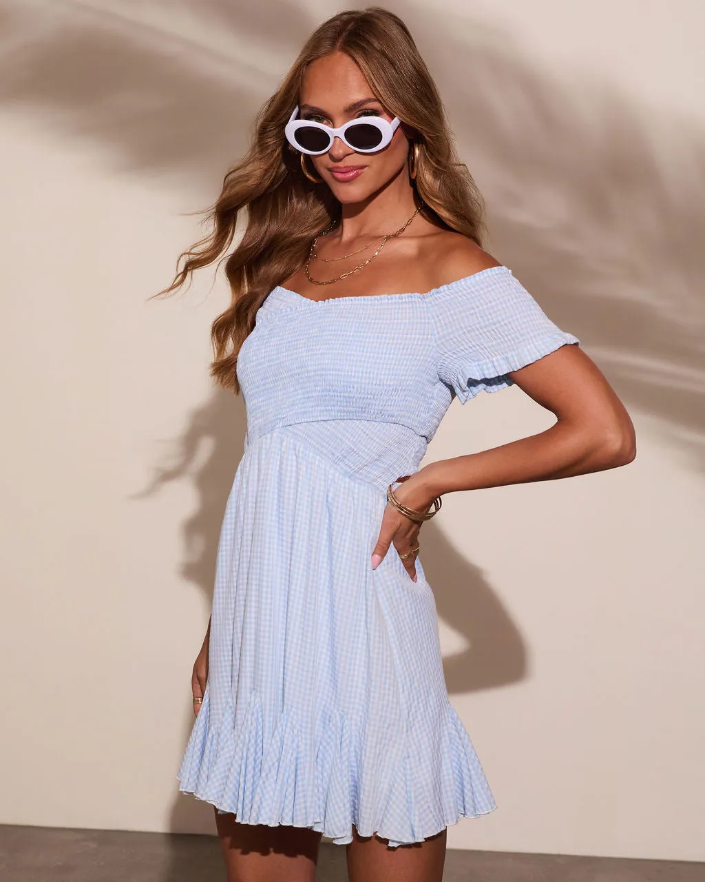 Tish Smocked Gingham Mini Dress sold by Vici product image thumbnail 3