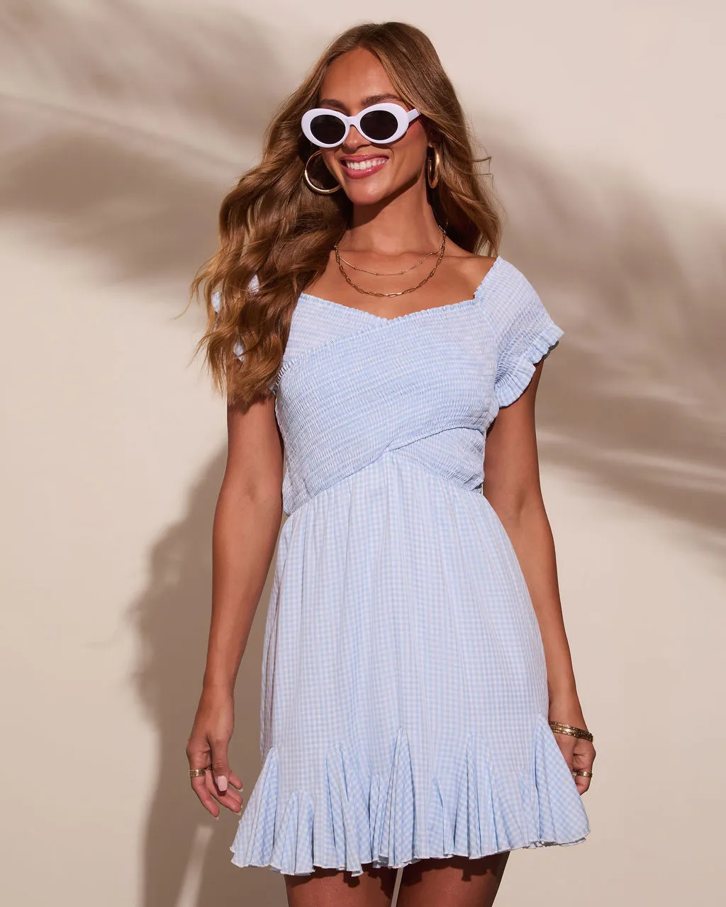 Tish Smocked Gingham Mini Dress sold by Vici product image thumbnail 5