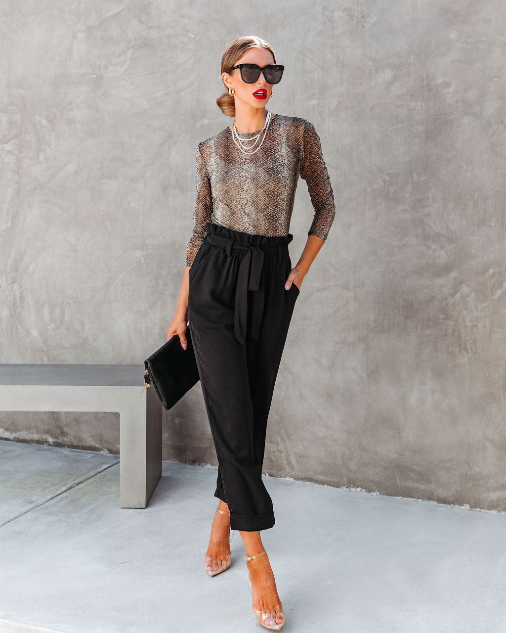 Not On My Level Snake Print Sheer Bodysuit sold by Vici product image thumbnail 6