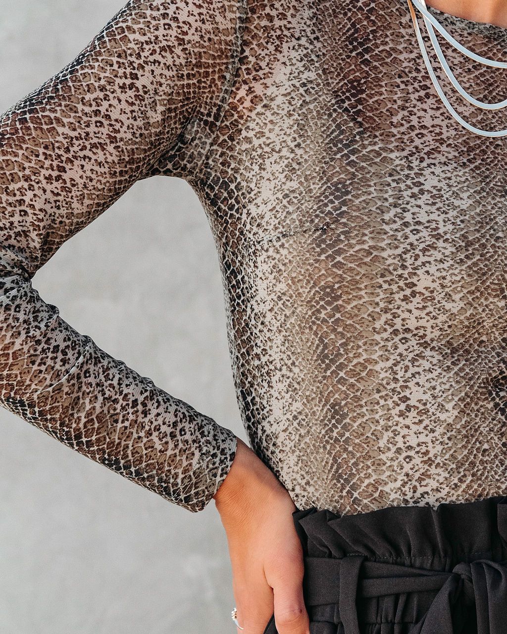 Not On My Level Snake Print Sheer Bodysuit sold by Vici product image thumbnail 2