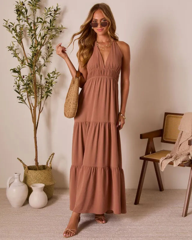 Seaflower Tiered Halter Neck Maxi Dress sold by Vici