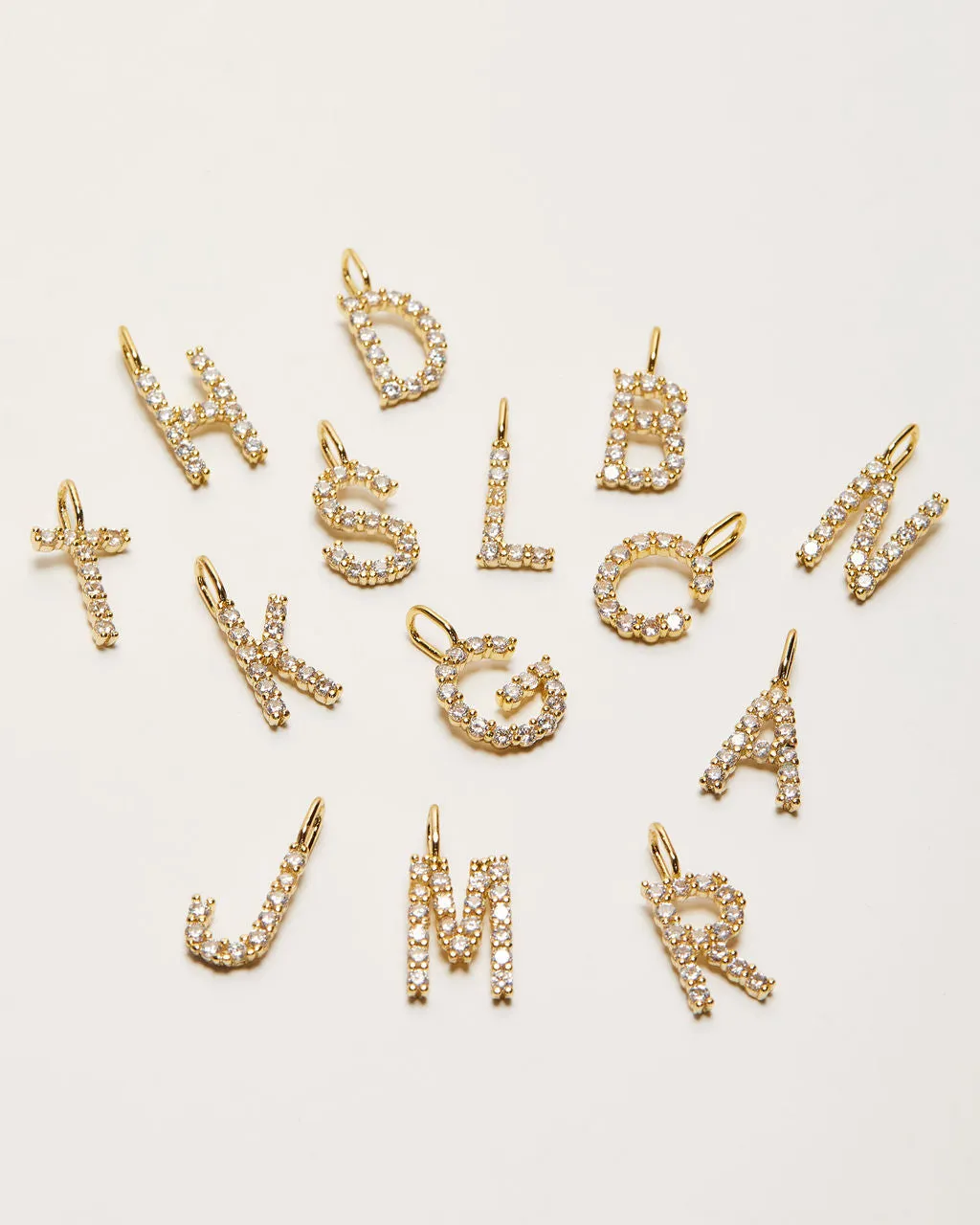 Initial Letter 14k Plated Rhinestone Charm sold by Vici