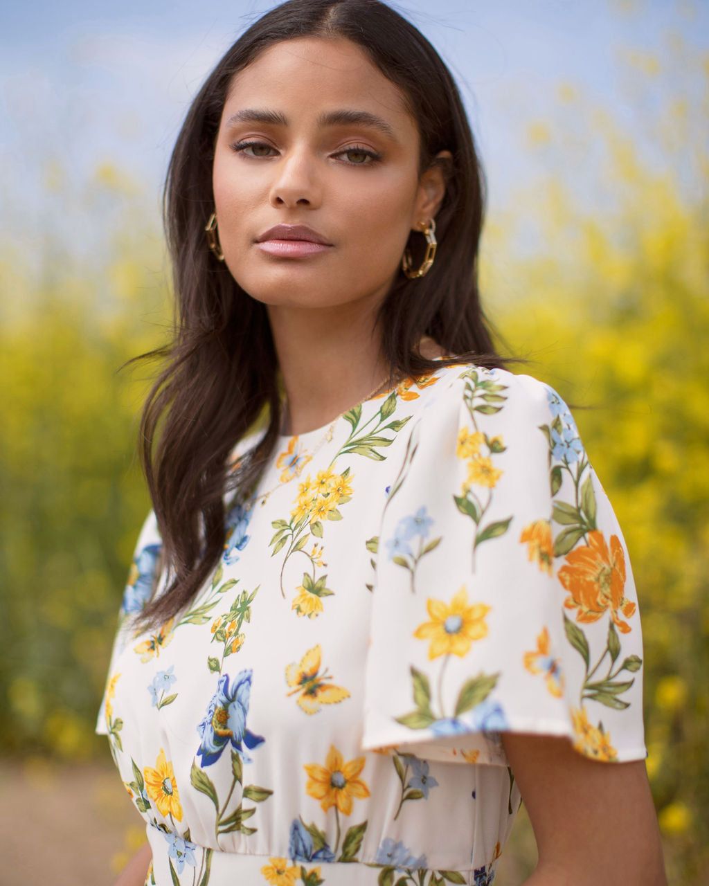 Garden Of Butterflies Slit Midi Dress - White - FINAL SALE sold by Vici product image thumbnail 4