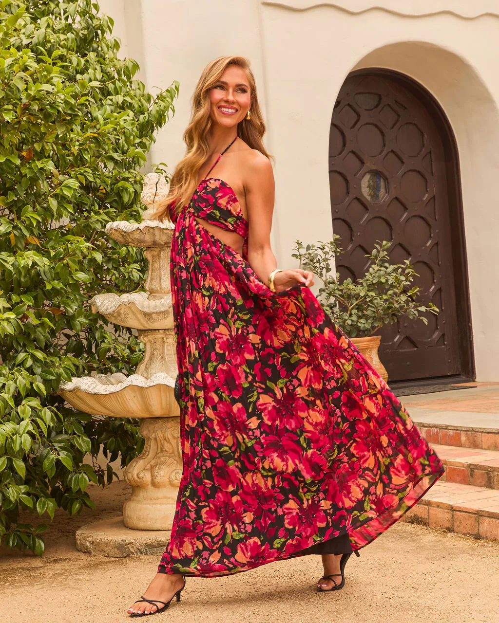 Eline Pleated Cutout Halter Maxi Dress sold by Vici product image thumbnail 3