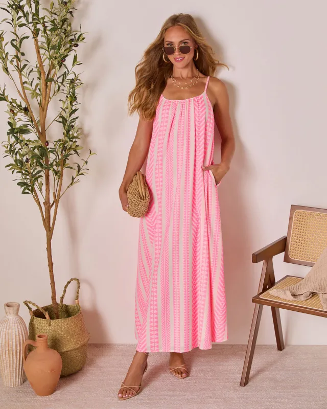 Lenise Embroidered Shift Maxi Dress sold by Vici