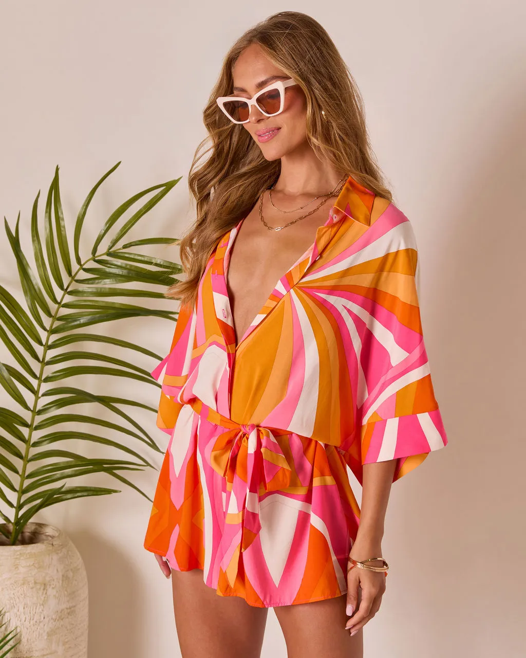 Glow Hour Waist Tie Romper sold by Vici product image thumbnail 3
