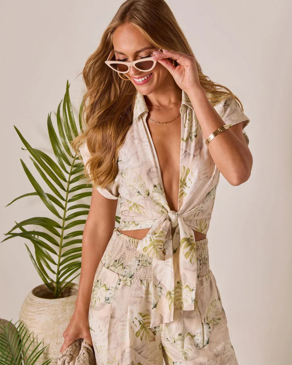 Solla Front Tie Crop Top sold by Vici