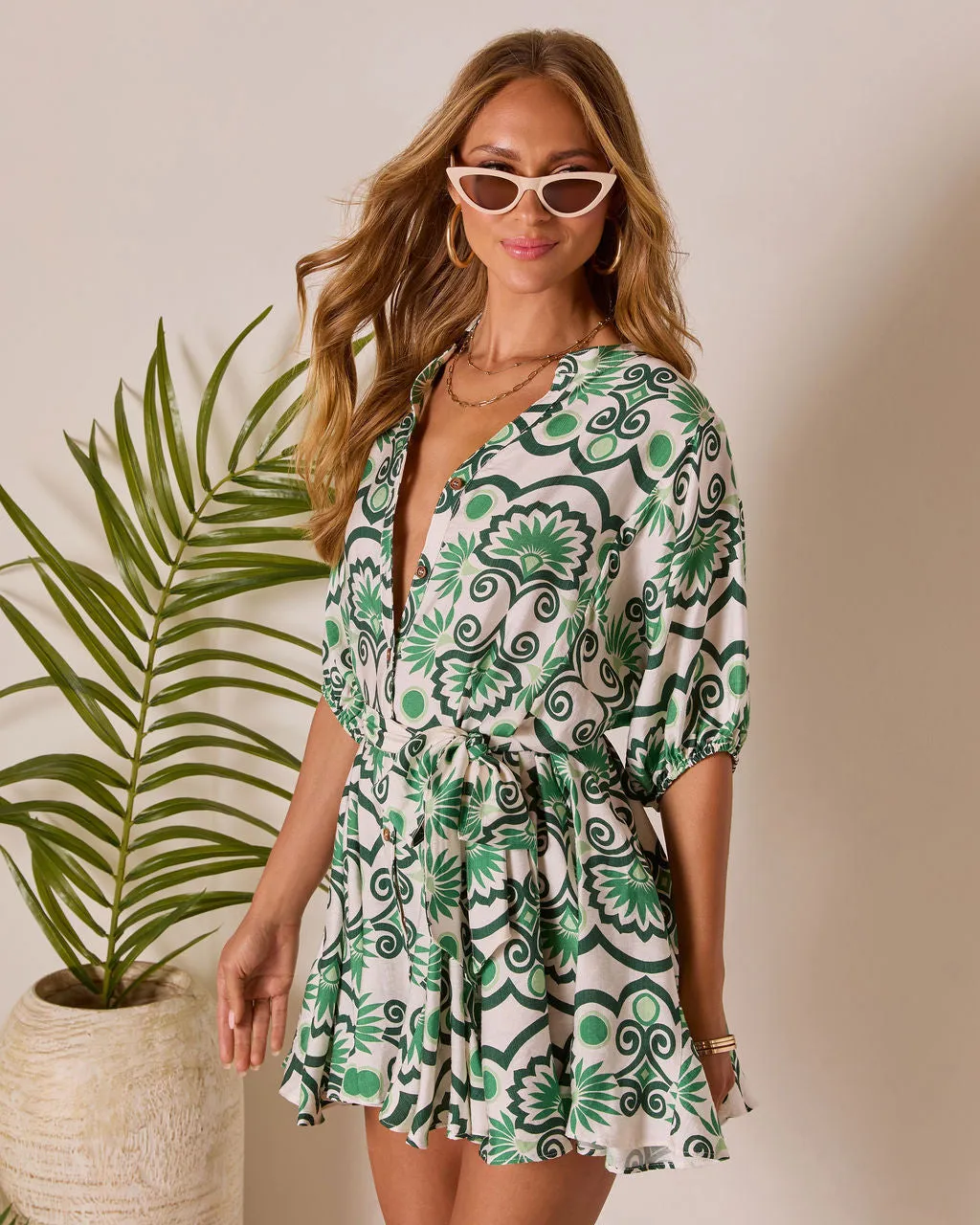 Seabloom Waist Tie Mini Dress sold by Vici product image thumbnail 3