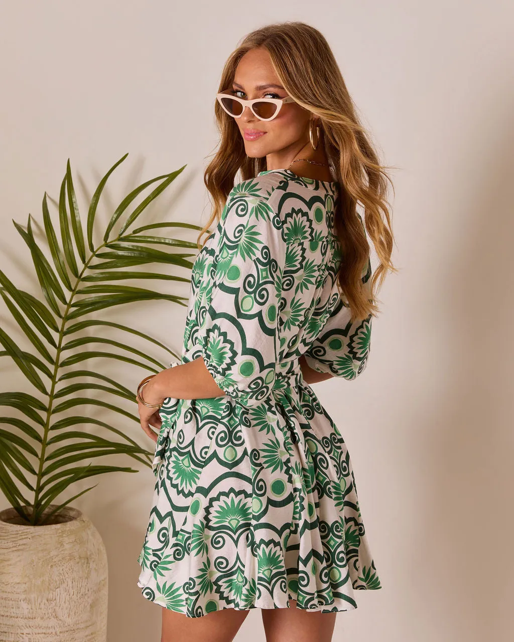 Seabloom Waist Tie Mini Dress sold by Vici product image thumbnail 4