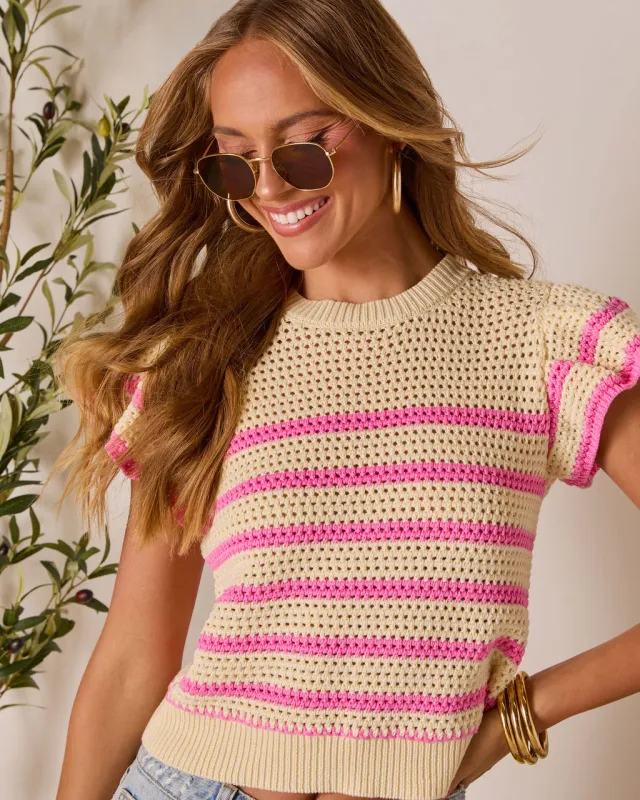 Caydee Striped Ruffle Sweater made by Vici