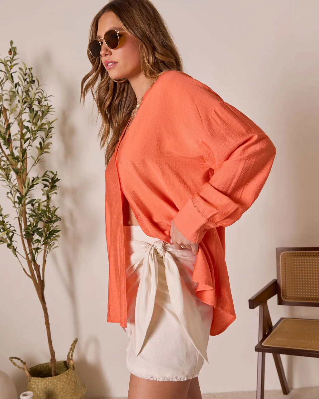 House Of Sun Satin Button Up Top sold by Vici product image thumbnail 3