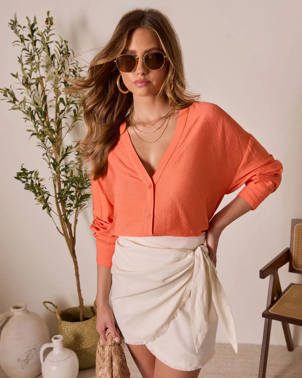 House Of Sun Satin Button Up Top sold by Vici product image thumbnail 5