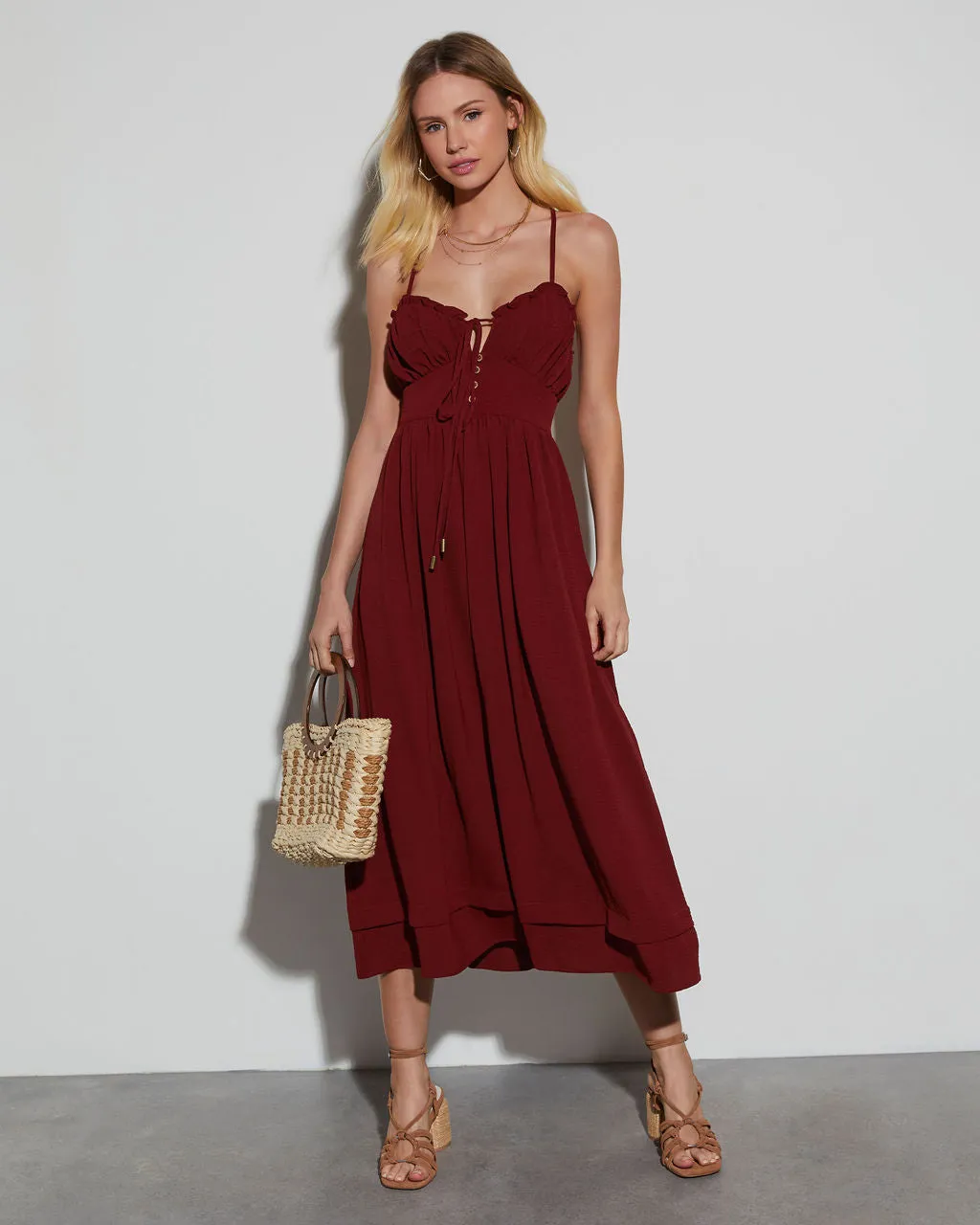 Let's Brunch Sweetheart Midi Dress sold by Vici