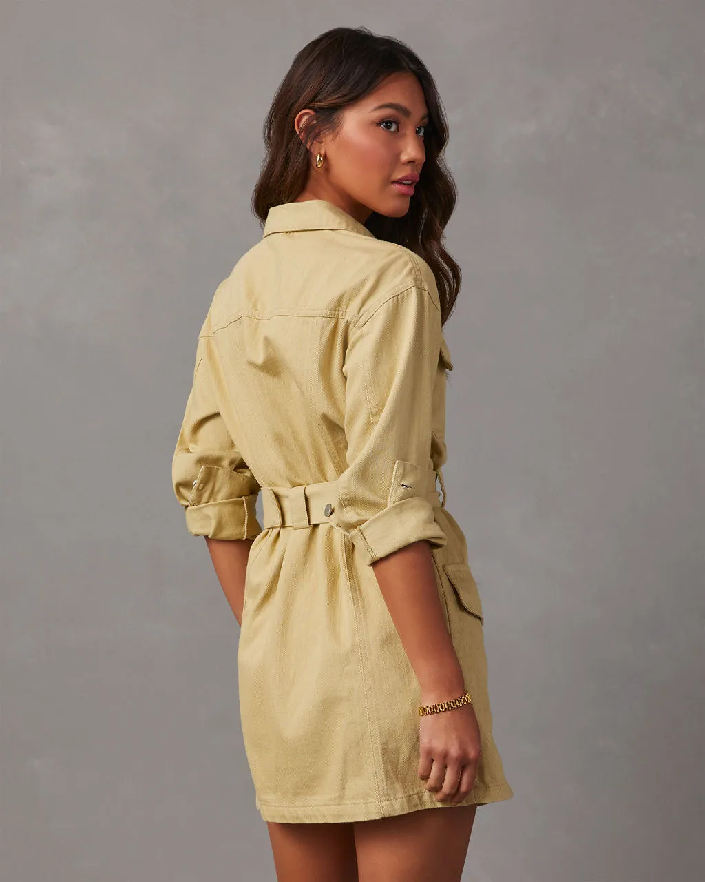 Make It Known Denim Collared Mini Dress sold by Vici product image thumbnail 5