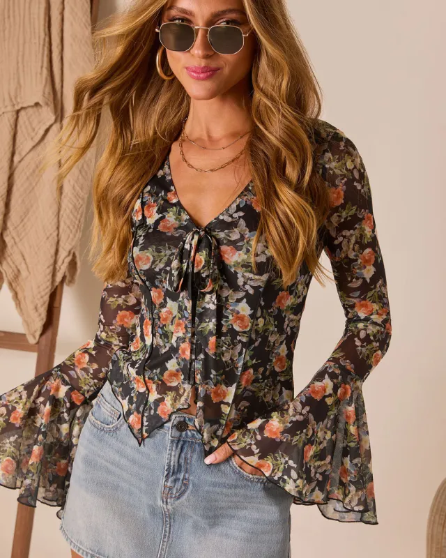 Summerling Floral Front Tie Top sold by Vici