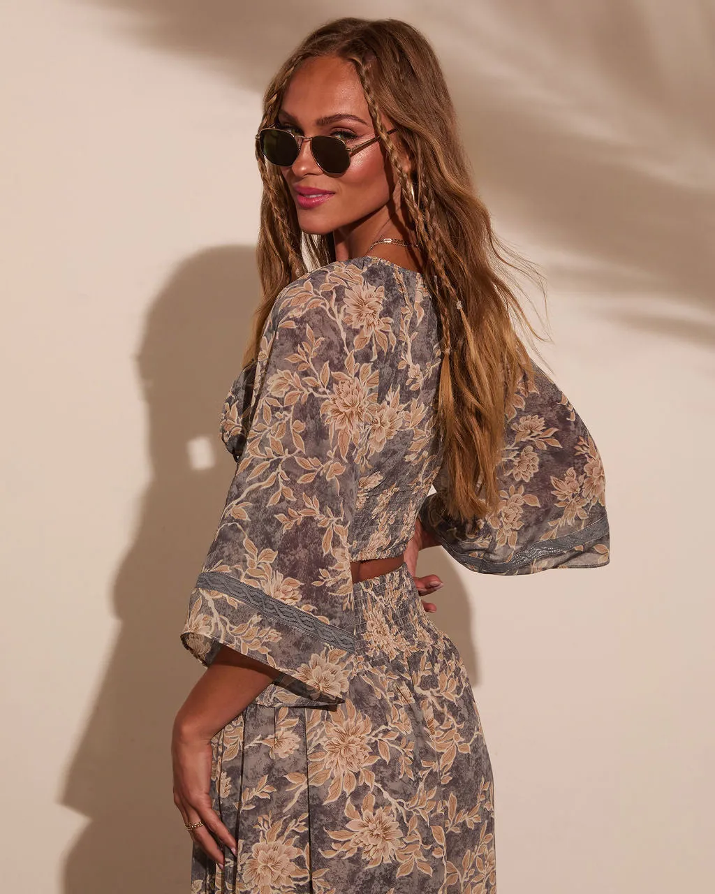 Moonlit Bloom Bust Tie Peasant Top sold by Vici product image thumbnail 4