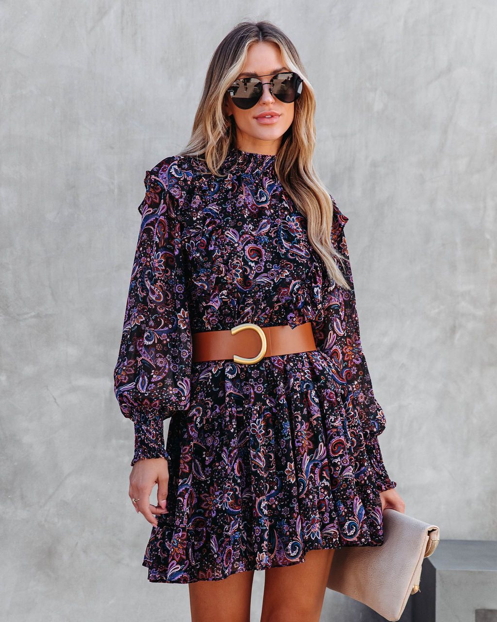 Parksville Paisley Ruffle Mini Dress sold by Vici product image thumbnail 5