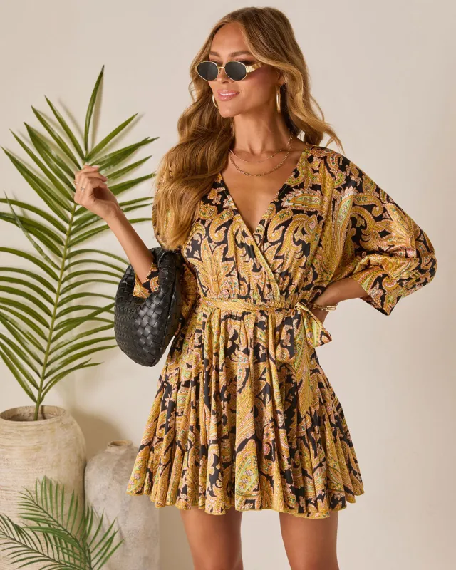 Sunlit Whisper Waist Tie Mini Dress sold by Vici