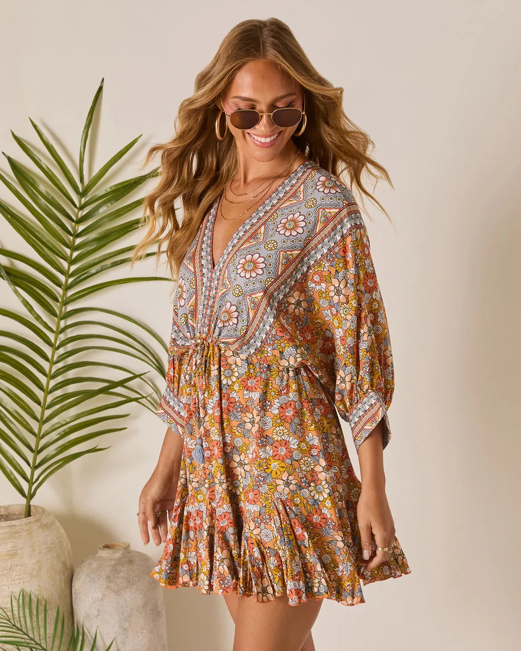 Sun Loves Caftan Mini Dress sold by Vici product image thumbnail 3