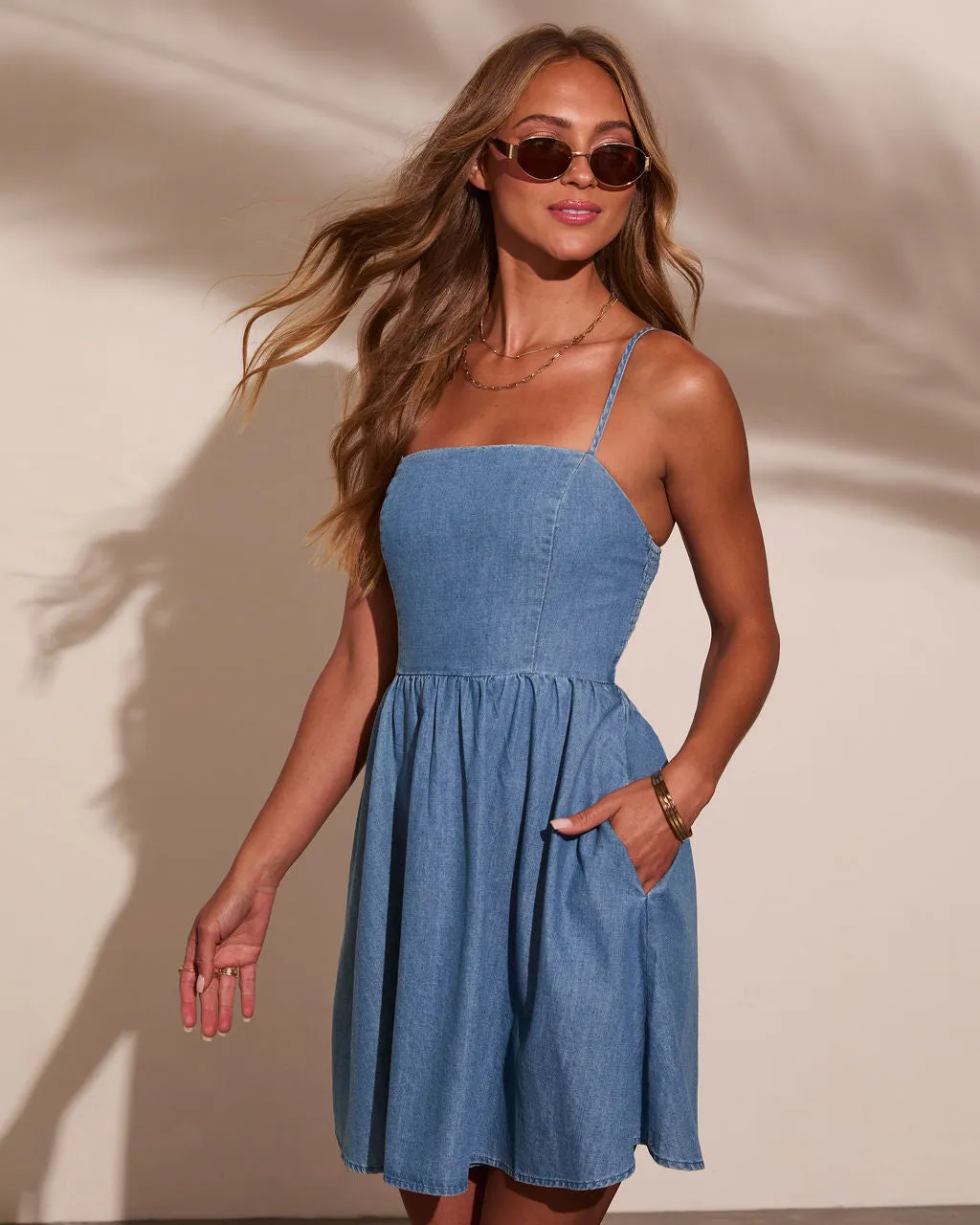 Adrianne Denim Mini Dress sold by Vici product image thumbnail 3
