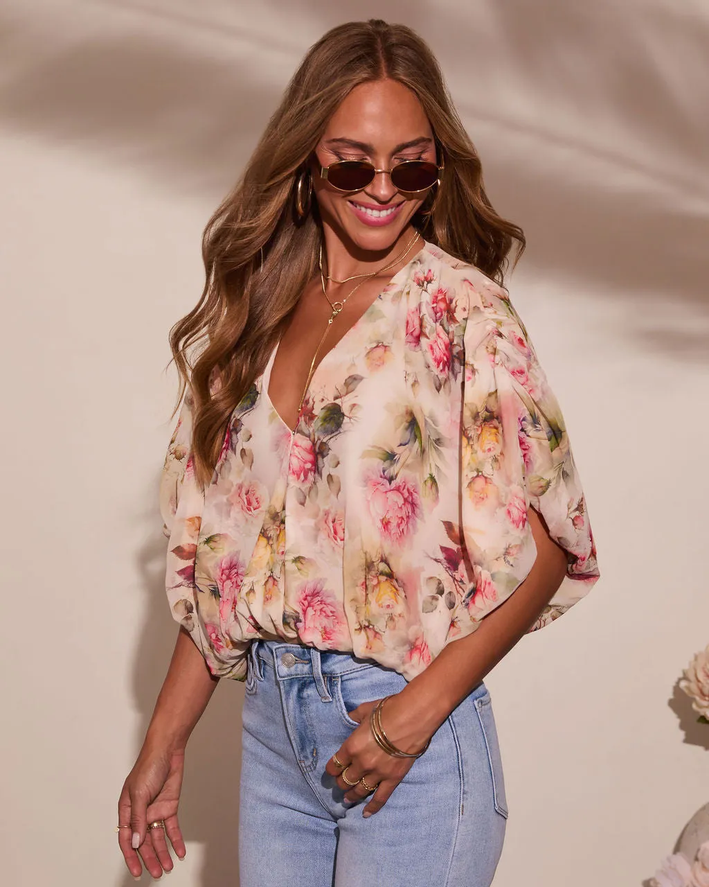Summer Affair Floral Chiffon Bodysuit sold by Vici product image thumbnail 3