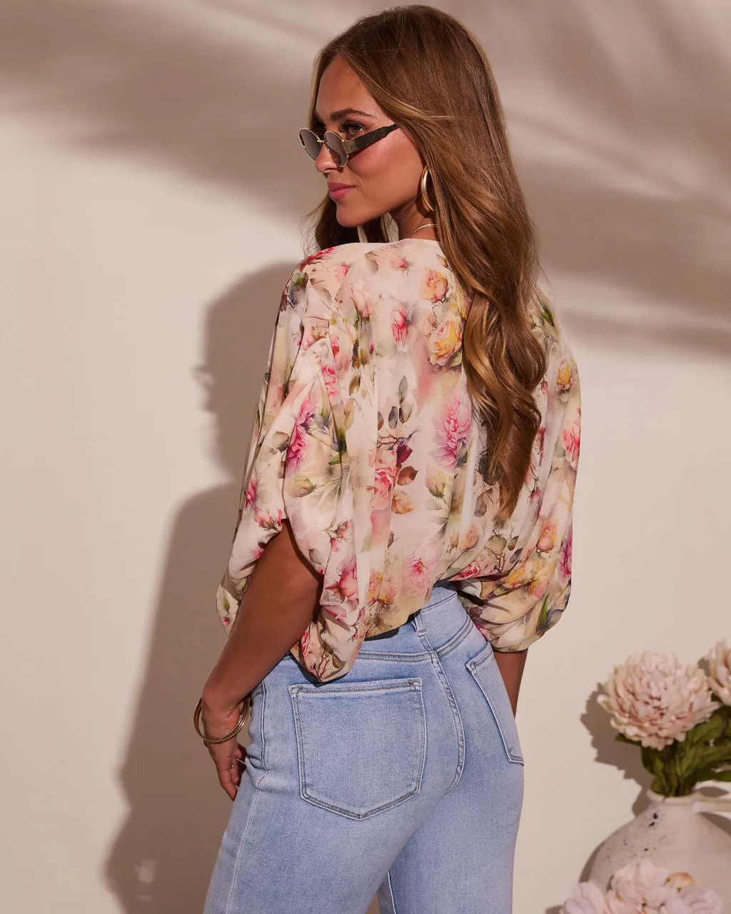 Summer Affair Floral Chiffon Bodysuit sold by Vici product image thumbnail 4