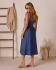 Zolah Lace Up Denim Midi Dress sold by Vici