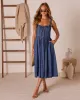 Zolah Lace Up Denim Midi Dress sold by Vici