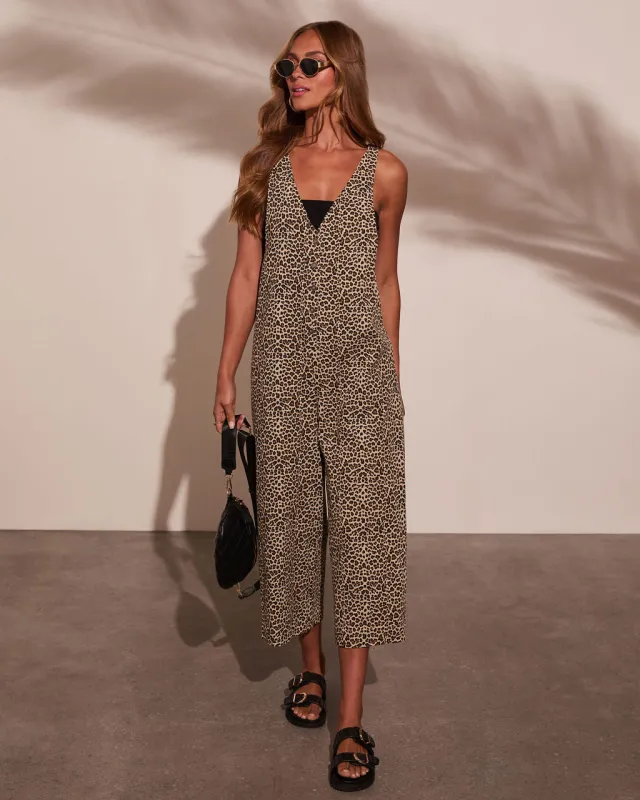 Run Wild Animal Print Jumpsuit sold by Vici