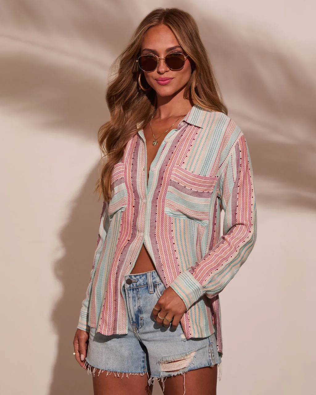 Larson Striped Button Down Top sold by Vici product image thumbnail 3