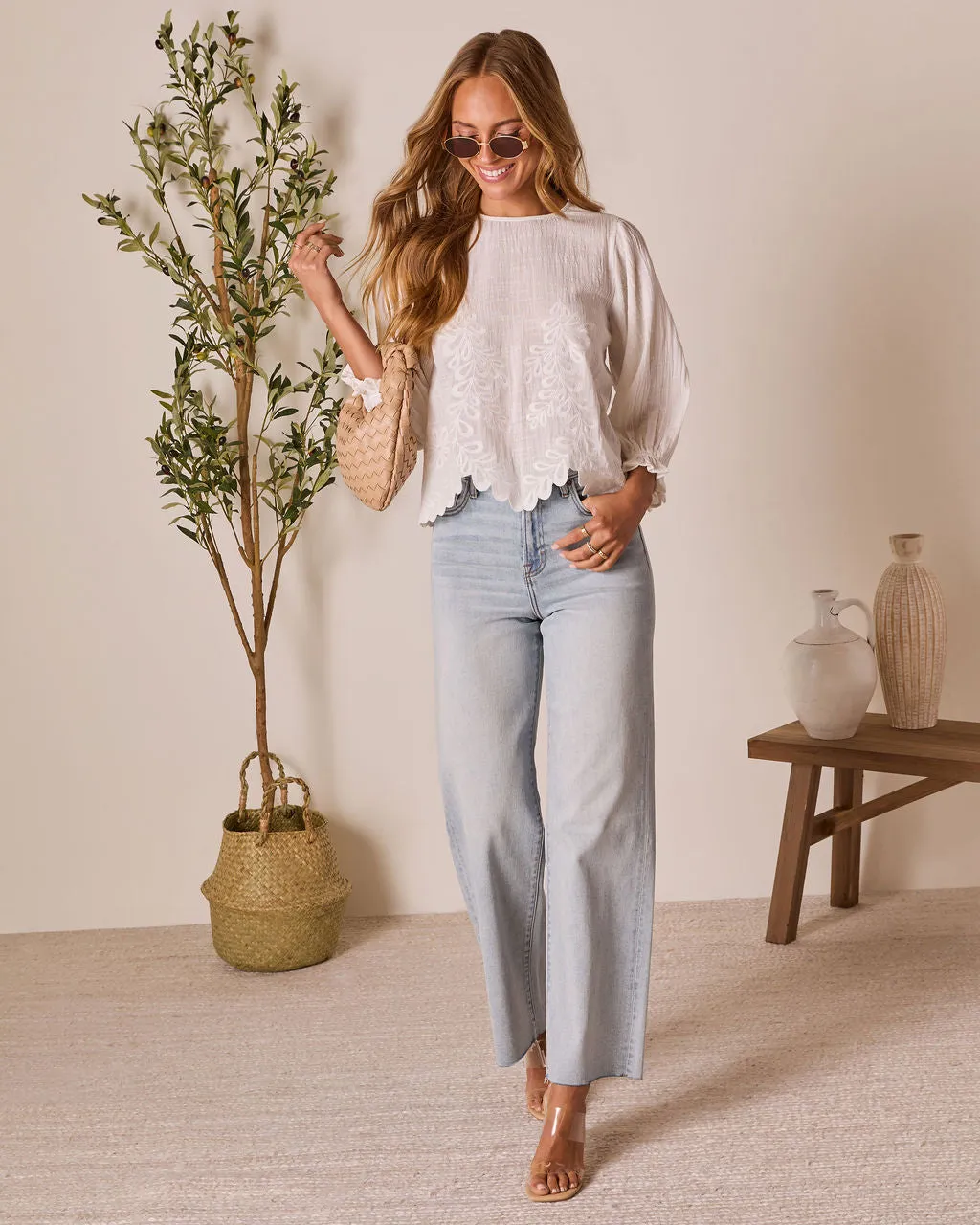 Cauline Embroidered Linen Top sold by Vici product image thumbnail 2