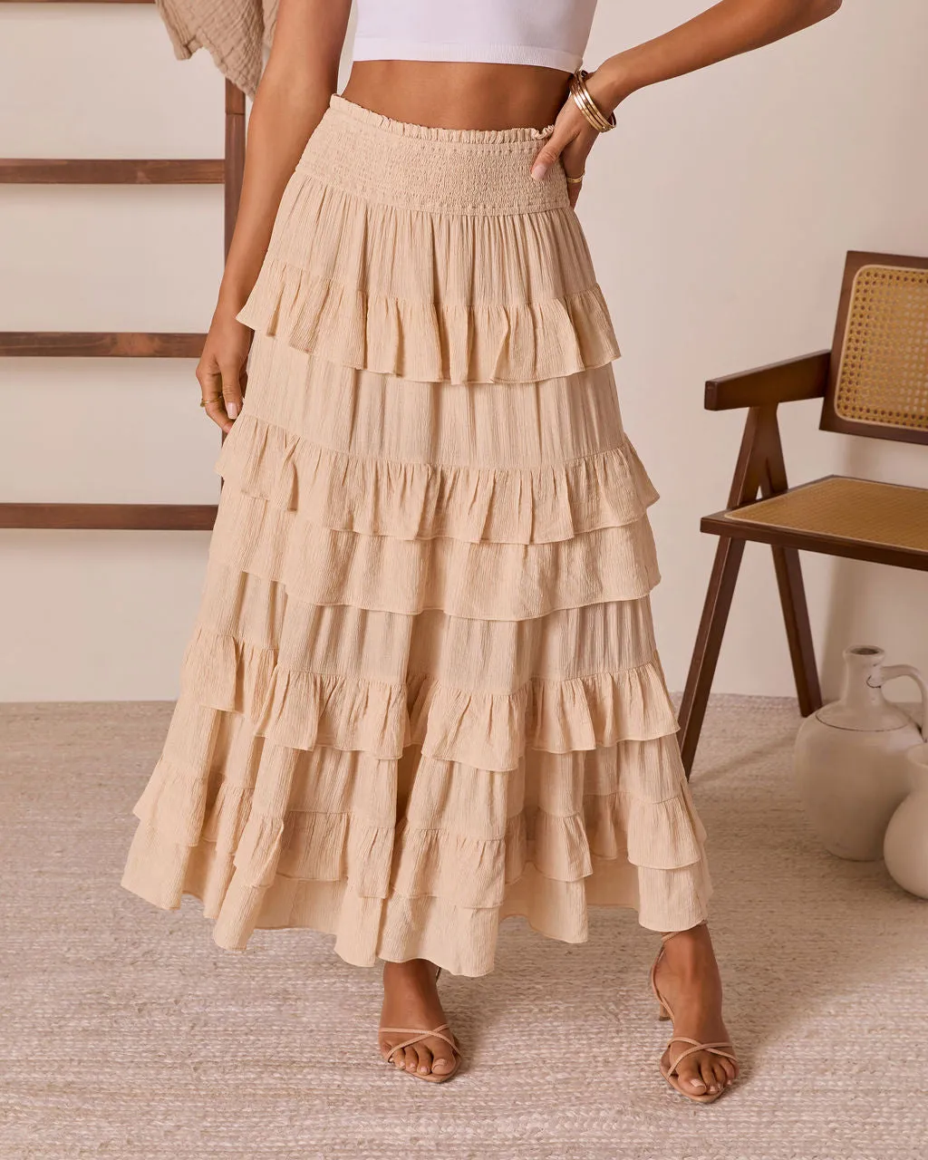 Heart Affair Tiered Maxi Skirt sold by Vici product image thumbnail 2