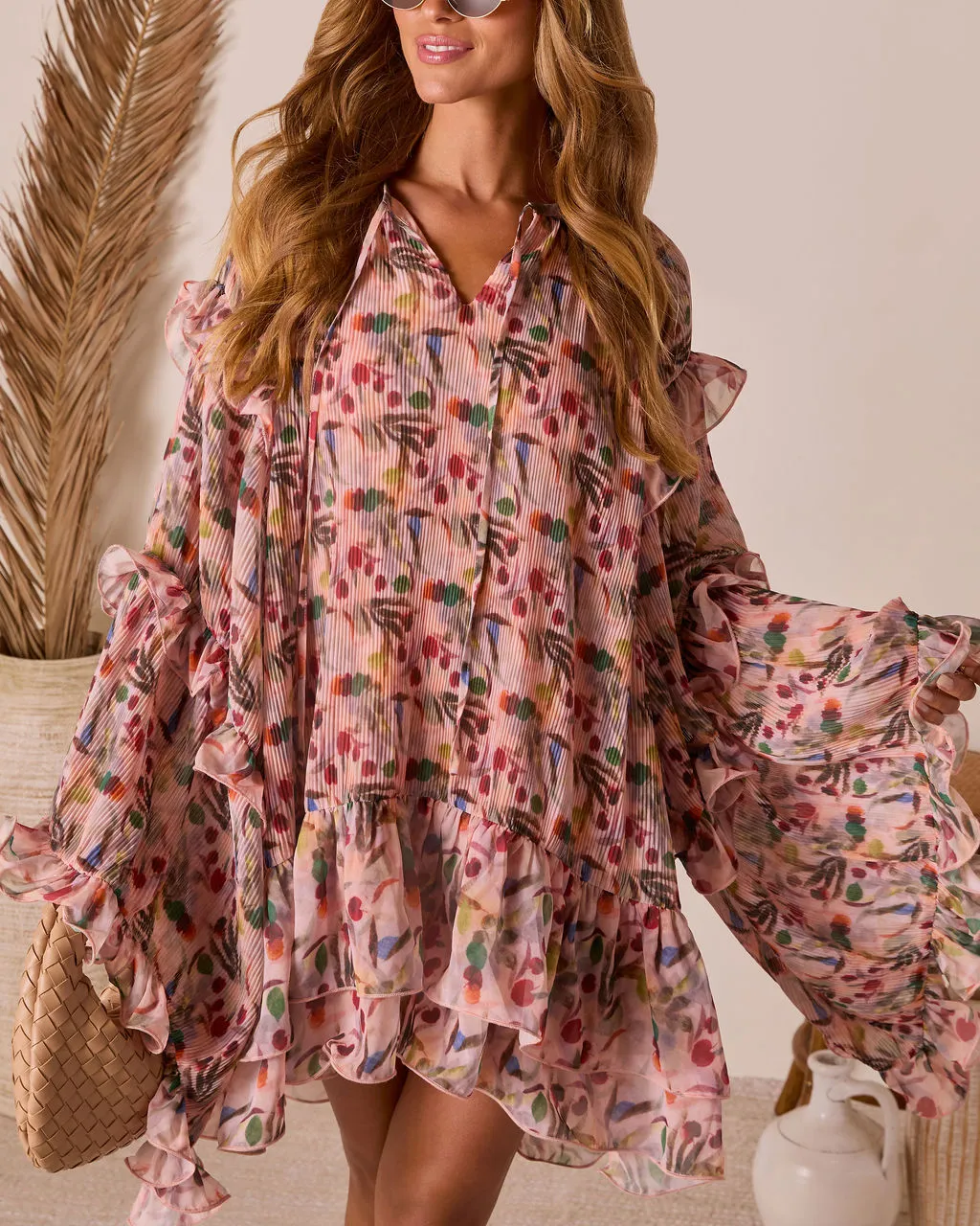 Melodic Ruffle Mini Dress sold by Vici product image thumbnail 5