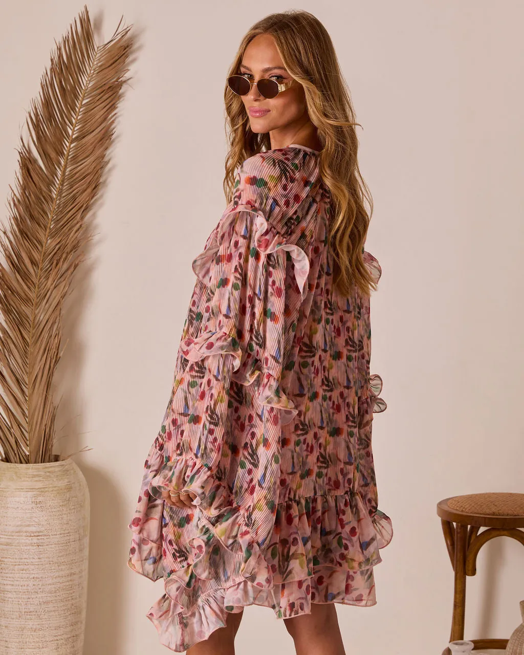 Melodic Ruffle Mini Dress sold by Vici product image thumbnail 4