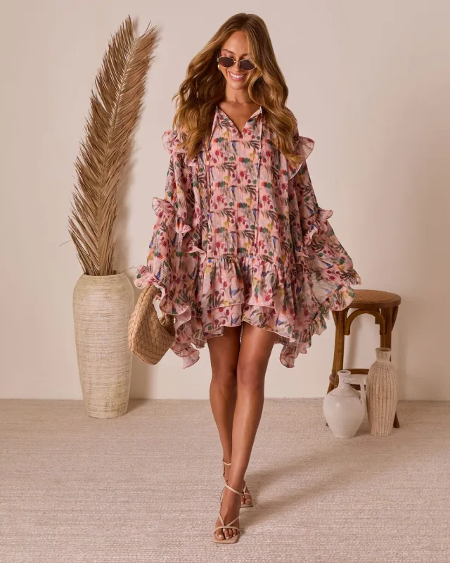 Melodic Ruffle Mini Dress sold by Vici