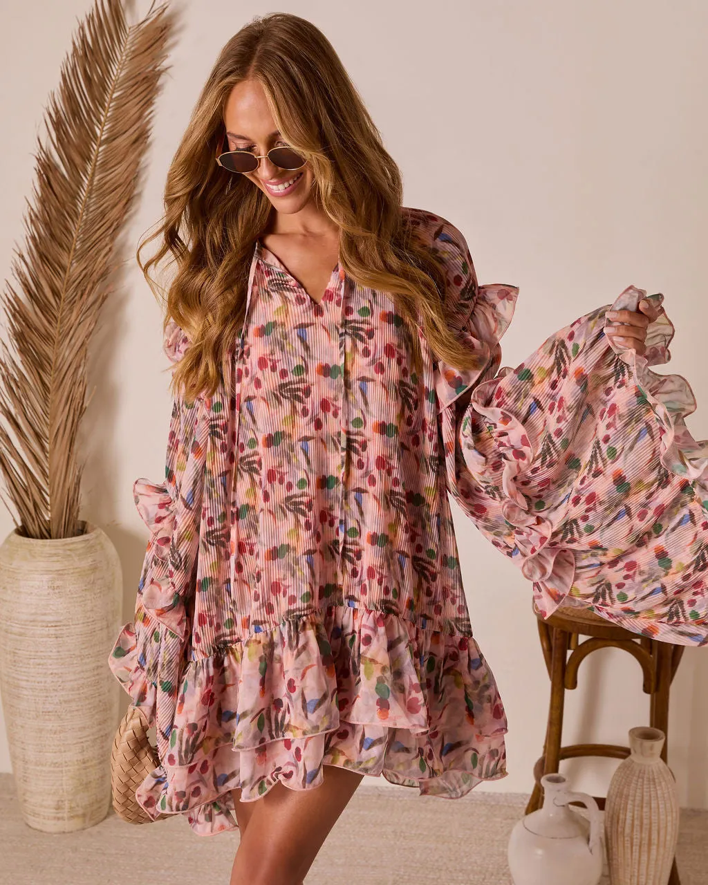 Melodic Ruffle Mini Dress sold by Vici product image thumbnail 3