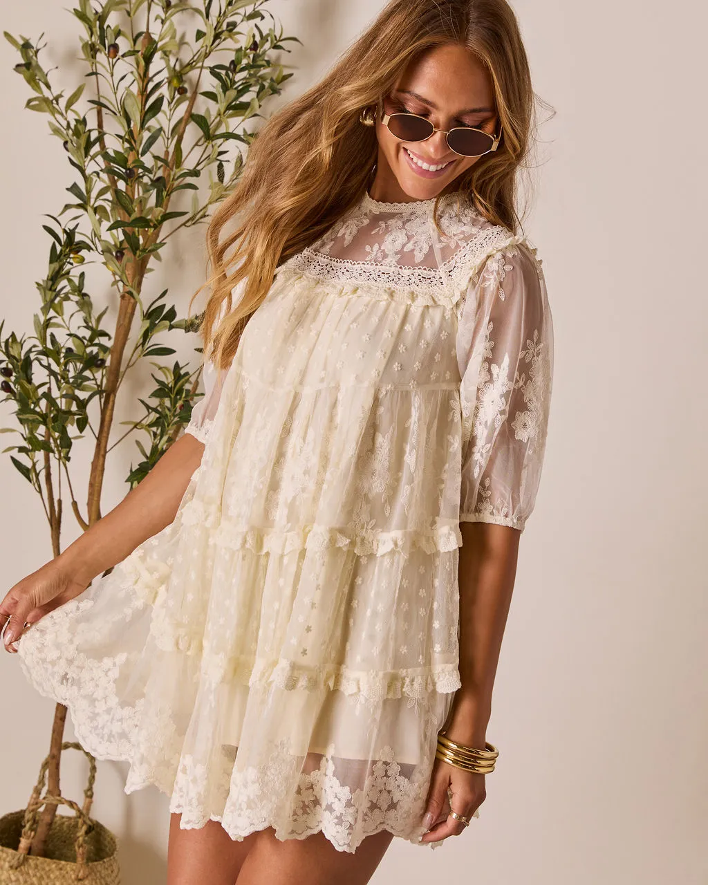 Morning Bliss Lace Mini Dress sold by Vici product image thumbnail 3