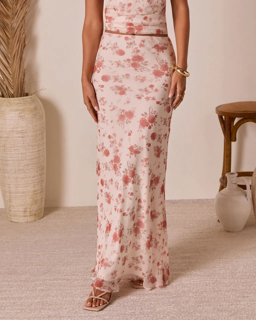 Romance Rewritten Floral Maxi Skirt sold by Vici