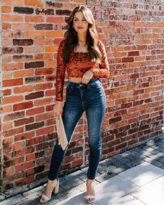 Elio Velvet Burnout Crop Top - FINAL SALE sold by Vici