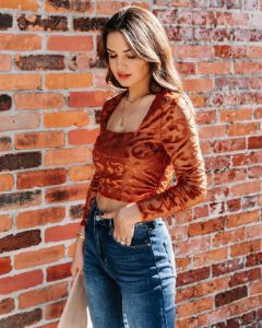 Elio Velvet Burnout Crop Top - FINAL SALE sold by Vici