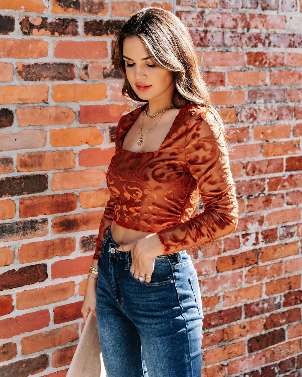 Elio Velvet Burnout Crop Top - FINAL SALE sold by Vici product image thumbnail 5