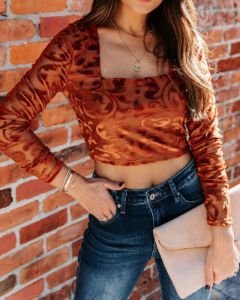 Elio Velvet Burnout Crop Top - FINAL SALE sold by Vici
